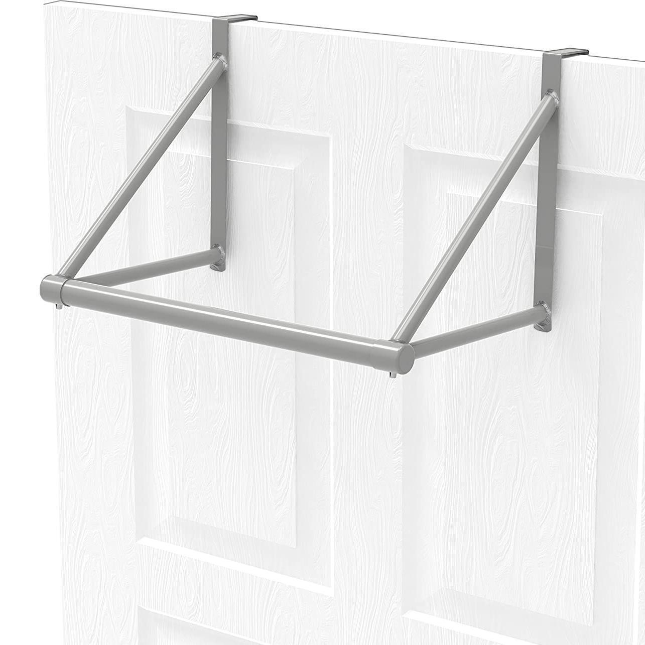 Over The Door Rack Clothes Hanging Rail Hanger Bar Rod Space Saver Storage Tidy