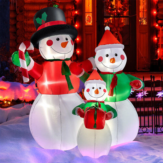 6ft Christmas Inflatable Snowman Family LED Lighted Blowup Lawn Yard Decoration