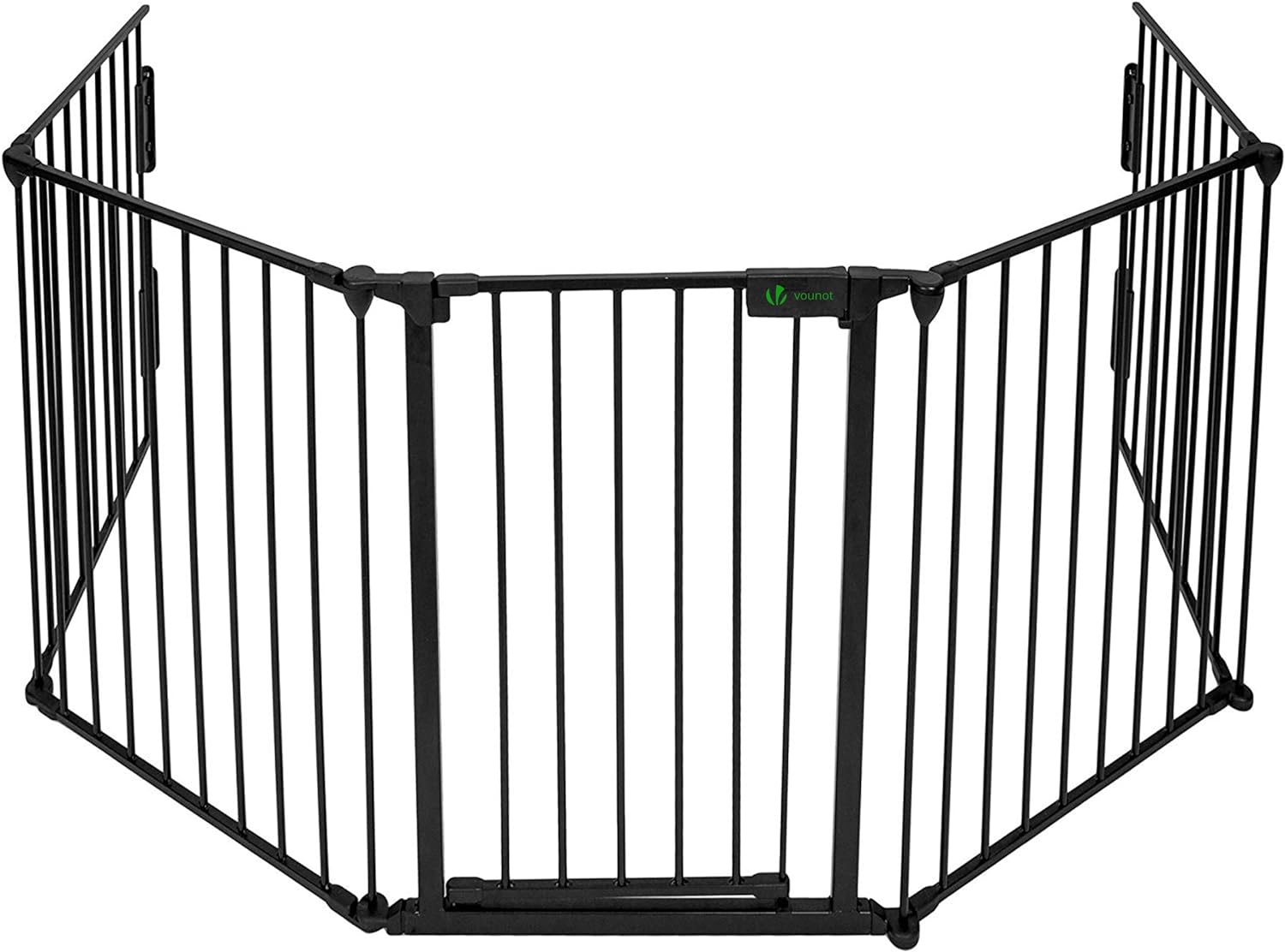 5 Panel Metal Fire Guard, Hearth Gate, Dog Gate Pet Safety Barrier Indoor, Foldable Grille Extra Wide 300 cm with Mounting Kit, Black