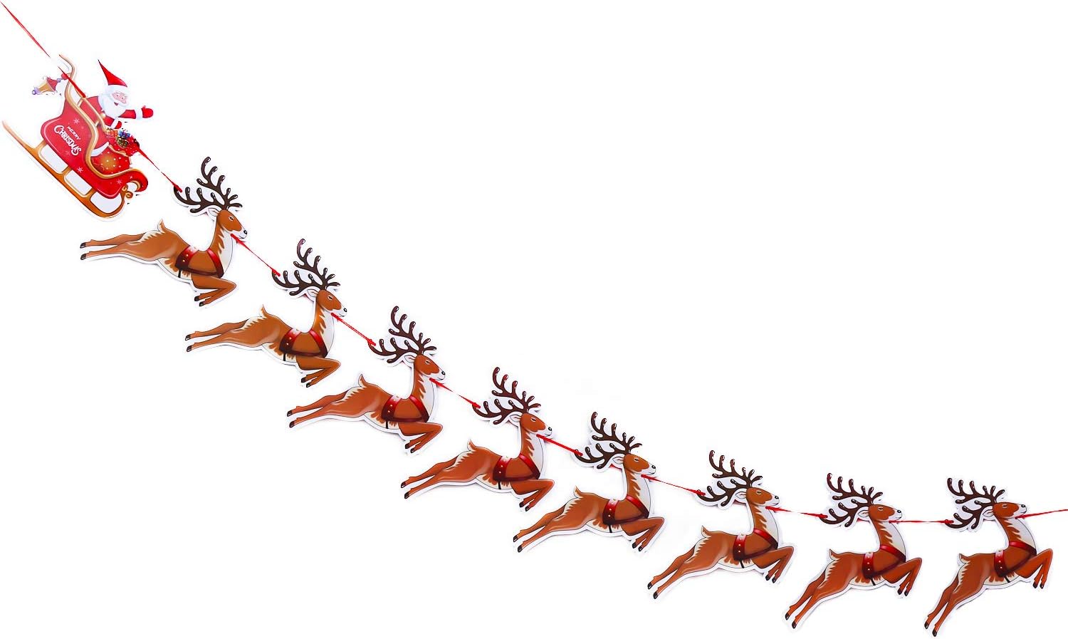 Christmas Reindeer Bunting, Santa Sleigh Banners for Party Decoration