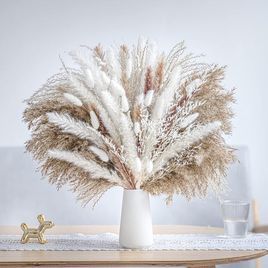 86PCS Natural Dried Pampas Grass Bouquet,Boho Home Decor Bouquet, Phragmites Dried Flowers,Bouquet for Wedding Floral Arrangements Home Decorations