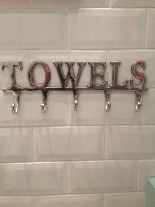 Towel Holder Rack 5 Hooks "TOWELS"