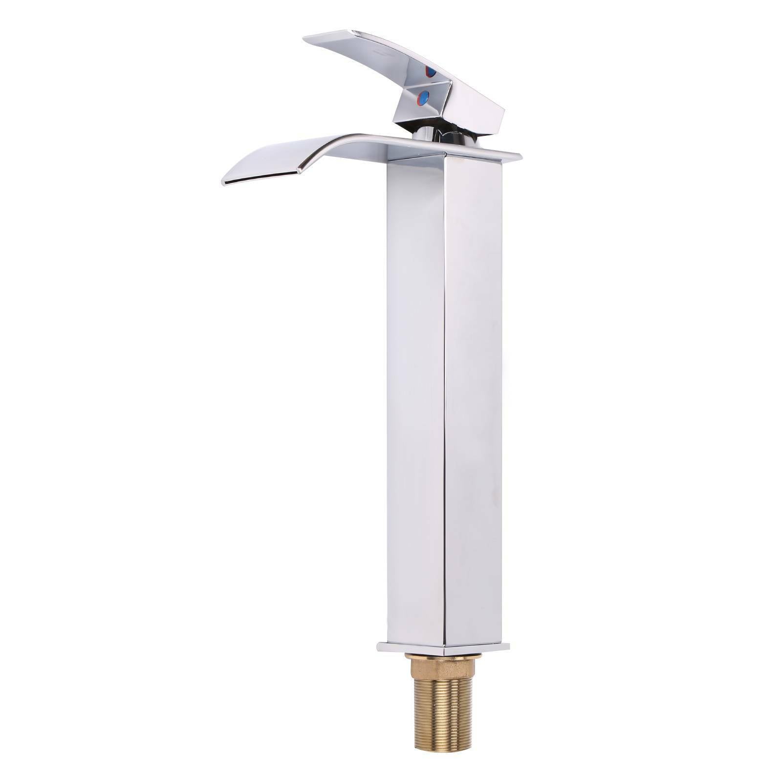 Tall Waterfall Bathroom Taps Basin Mixer Tap Counter Top Brass Faucets Chrome