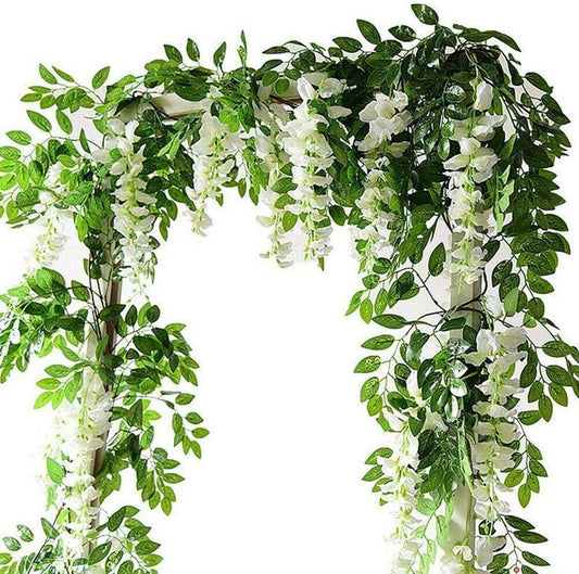 2x7FT Artificial Wisteria Vine Garland Plants Flowers Arts For Ceremony Home Wedding De