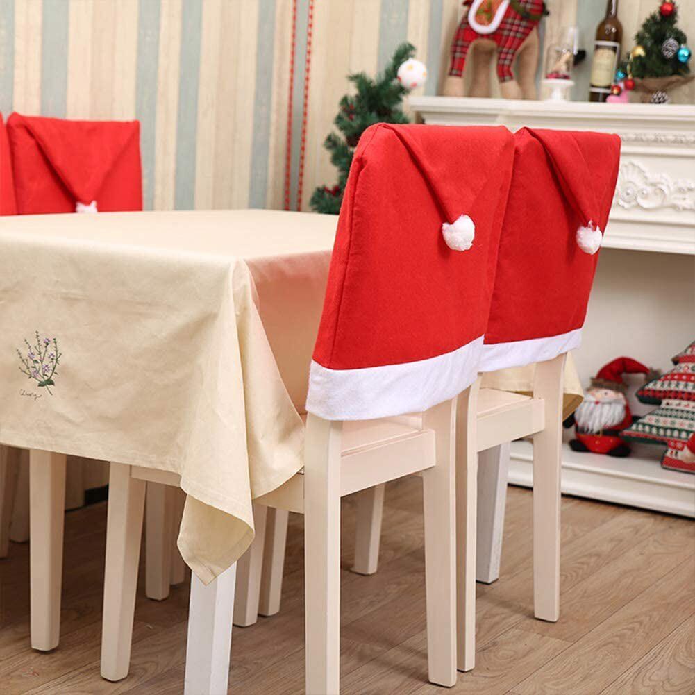 4X Christmas Santa Hat Dining Chair Back Covers Party Xmas Chair Table Decor uk