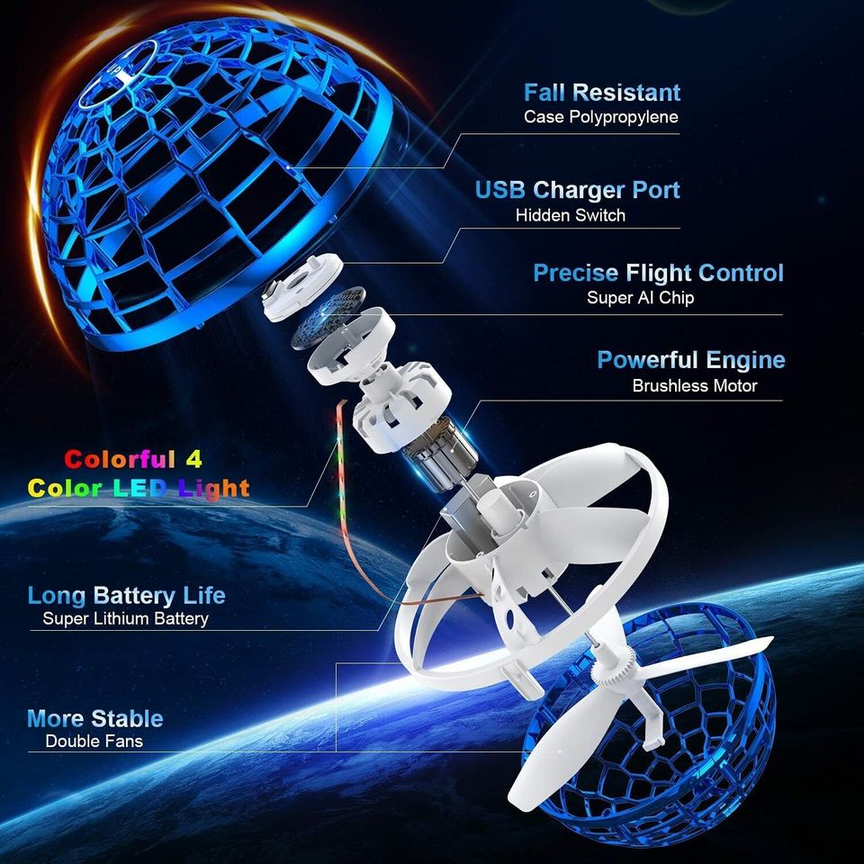 PRO LED Flying Ball Boomerang Spinner Toy Mini Drone UFO Boy Girl Xmas Gift Toys