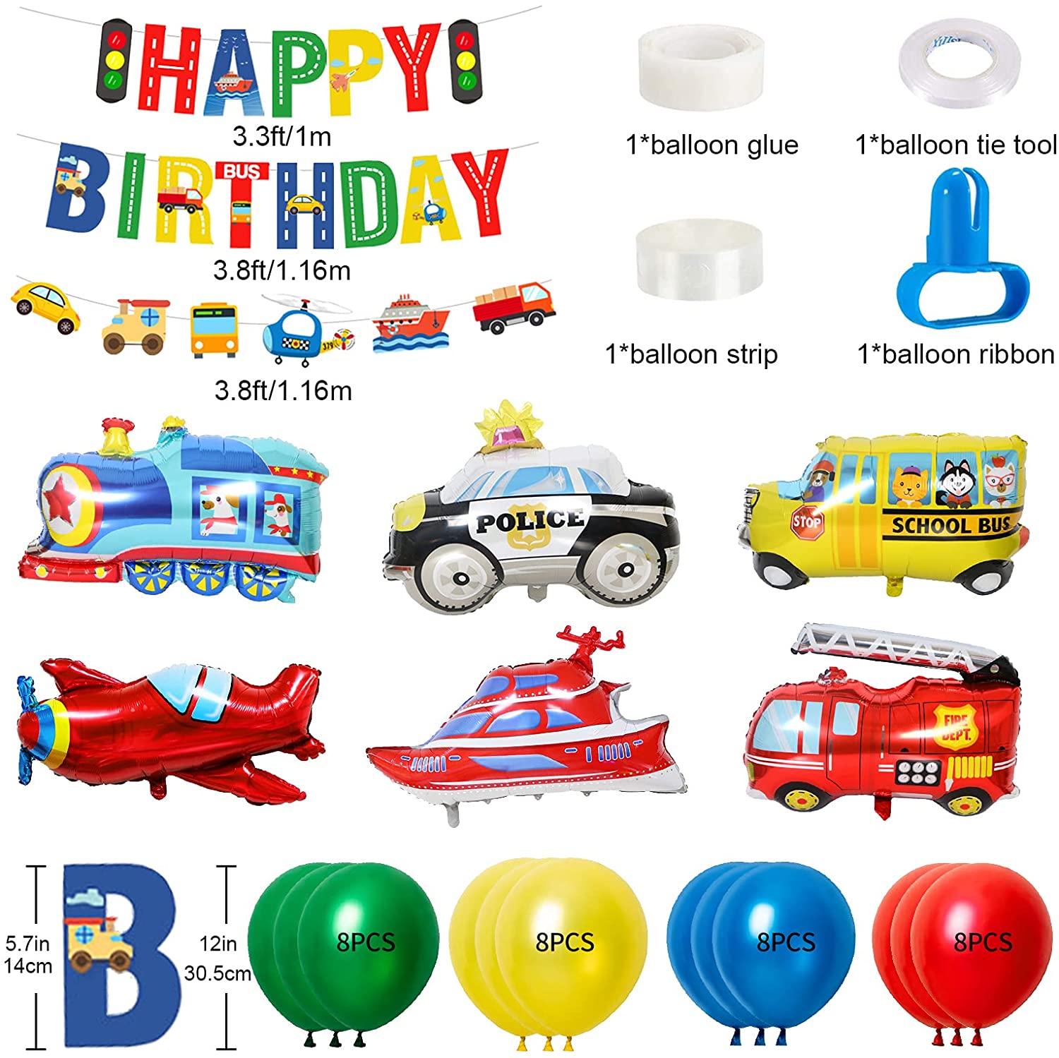 Birthday Party Decoration Boys, Birthday Balloons for Boys, Cars Birthday Decorations