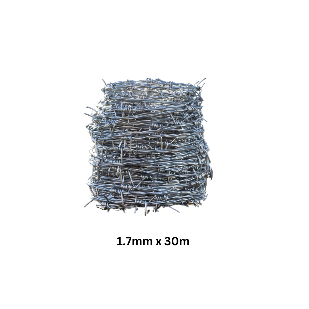 30M Barbed Wire Tub Garden Security Roll Coil Fence 1.7mm 4 Point Barbs Outdoor