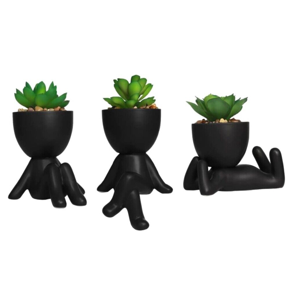 Ceramic Human Shaped Flower Pot Cactus Succulent Planter Container Garden Decor