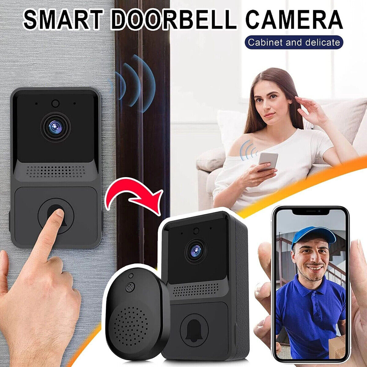 Smart Wireless WiFi Video Doorbell Phone Camera Door Bell Ring Intercom Security