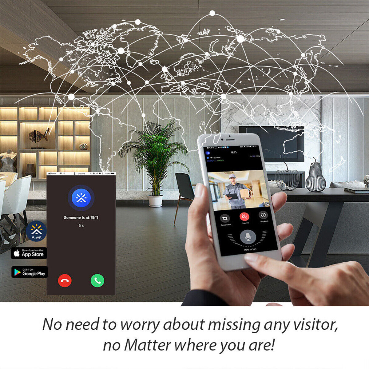 Smart Wireless WiFi Video Doorbell Phone Camera Door Bell Ring Intercom Security