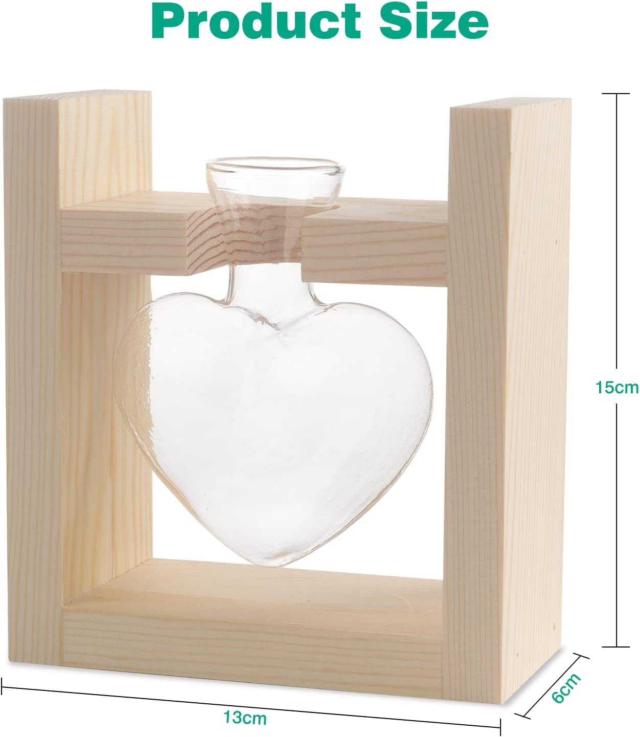 Heart shaped table top clear glass vase