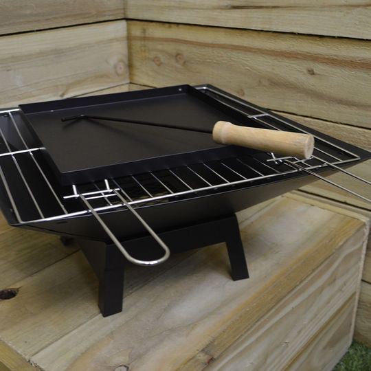 Outdoor Garden Square Fire Pit / Heater with BBQ Grill