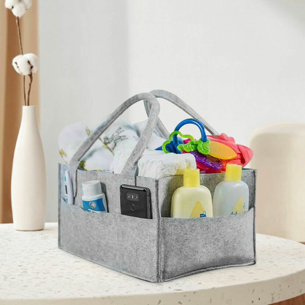 Baby Diaper Organizer Storage Box Caddy Felt Changing Nappy Kids Carrier Bag UK