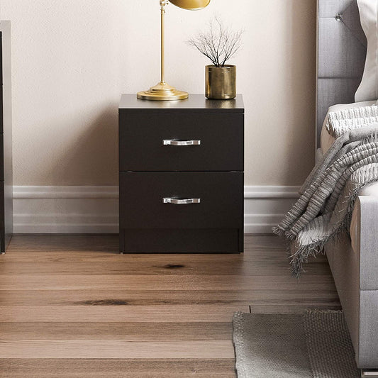 Black Bedside Drawer, Bedside Cabinet, 2 Drawer, Bedside Table