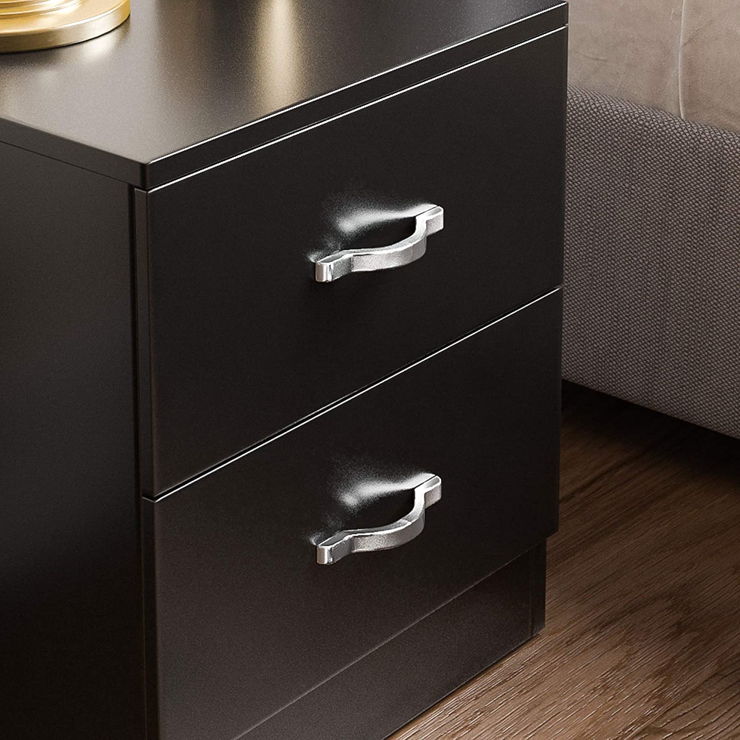 Black Bedside Drawer, Bedside Cabinet, 2 Drawer, Bedside Table