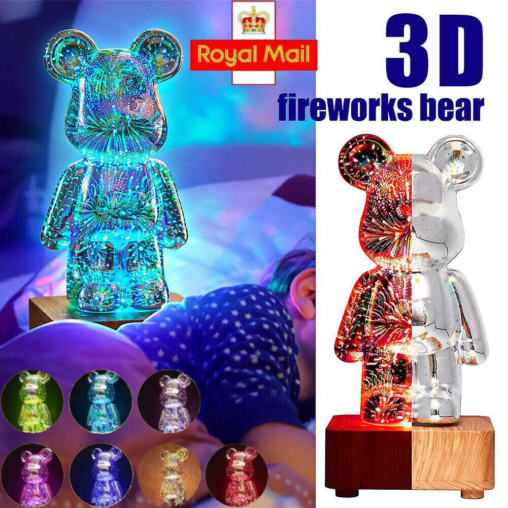 3D Bear Firework Light 7 Color Lights Table Lamp Dimming As Valentines Day Gift