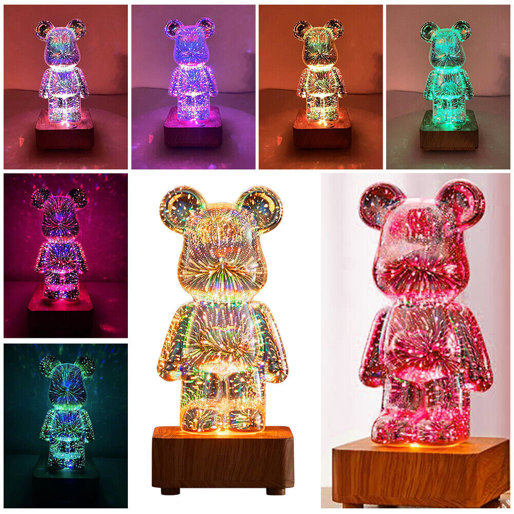 3D Bear Firework Light 7 Color Lights Table Lamp Dimming As Valentines Day Gift