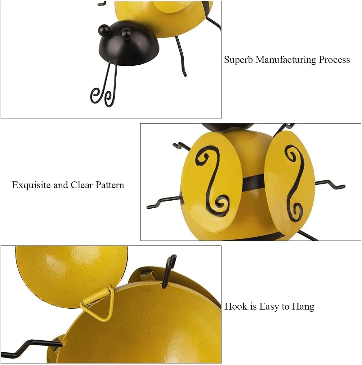 Metal Bumble Bee Garden Decorations Wall Art Bee 3D Sculpture Garden Ornaments Outdoor