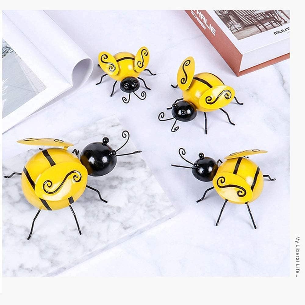 Metal Bumble Bee Garden Decorations Wall Art Bee 3D Sculpture Garden Ornaments Outdoor