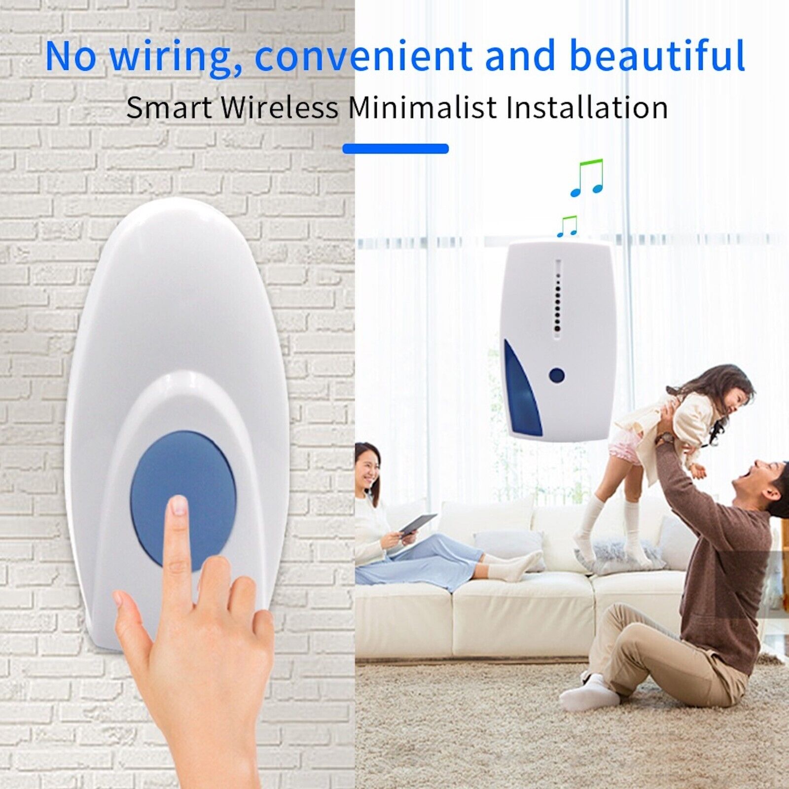 Wireless Door Bell Chime Battery Operated Cordless Waterproof 100m 36 Melodies