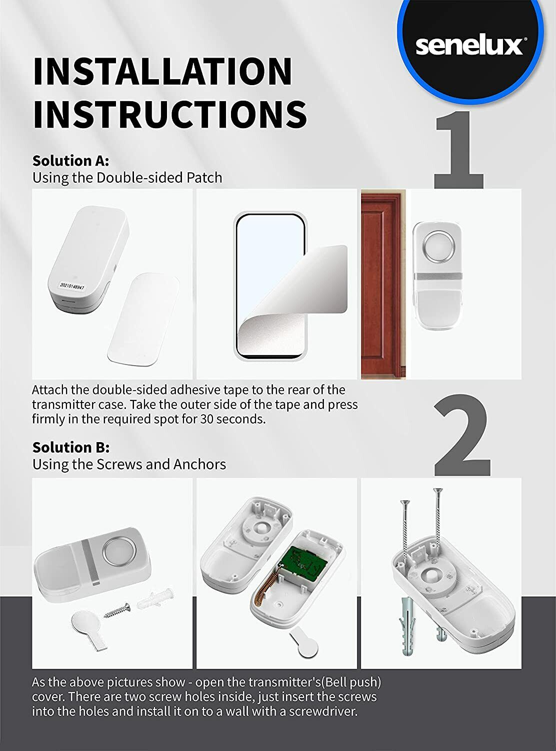 SE-638 Wireless Doorbell Self-Generating Power Waterproof Door Bell