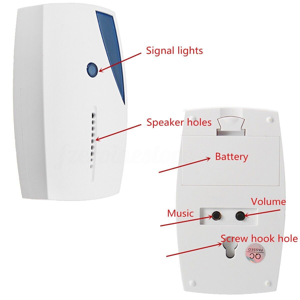 Wireless Door Bell Chime Battery Operated Cordless Waterproof 100m 36 Melodies