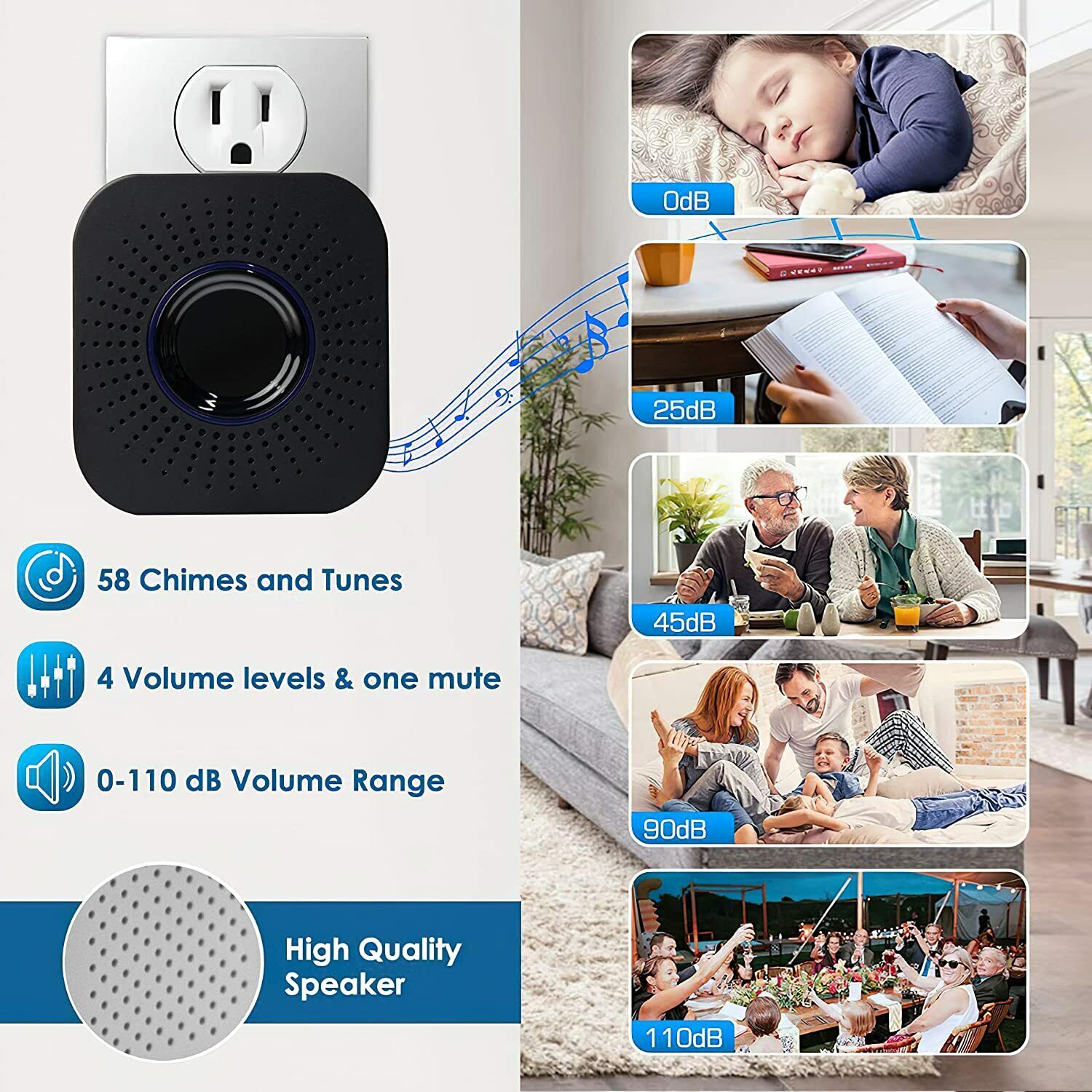 SE-638 Wireless Doorbell Self-Generating Power Waterproof Door Bell