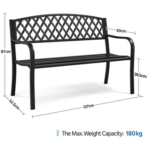 Metal Bench Outdoor Garden Bench Patio Bench 3 Seater Iron Chair Furniture Seat