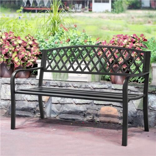 Metal Bench Outdoor Garden Bench Patio Bench 3 Seater Iron Chair Furniture Seat