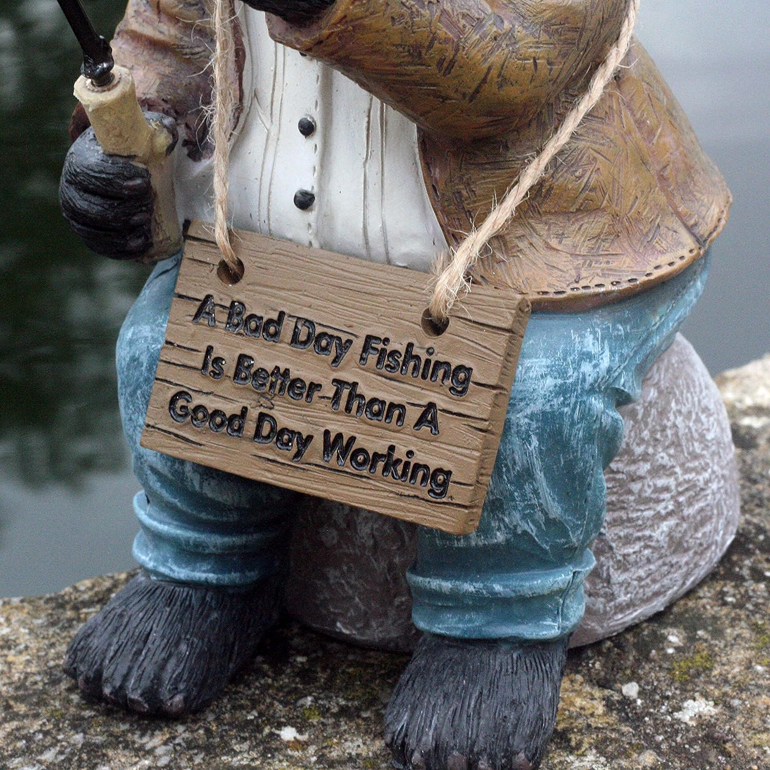 Bernie The Bear 20 cm Resin Garden Fishing/Pond Ornament