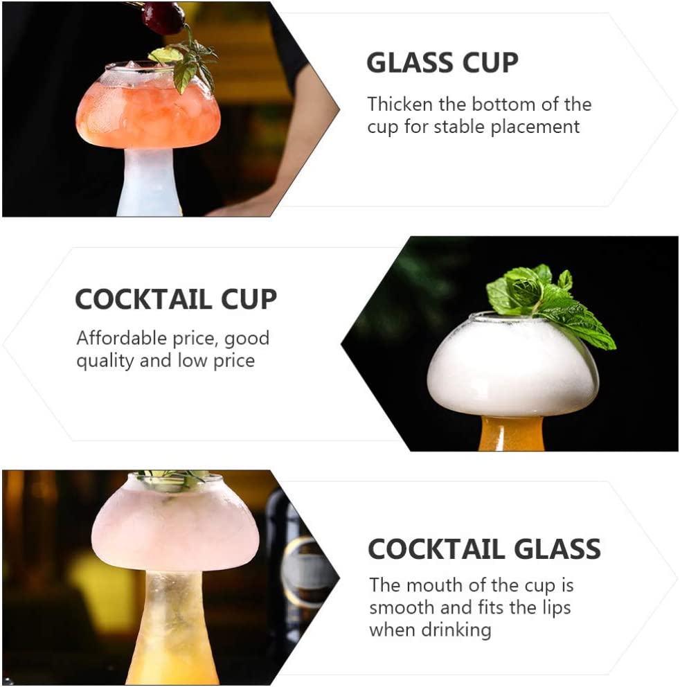 2Pcs Mushroom Shape Cocktail Glass