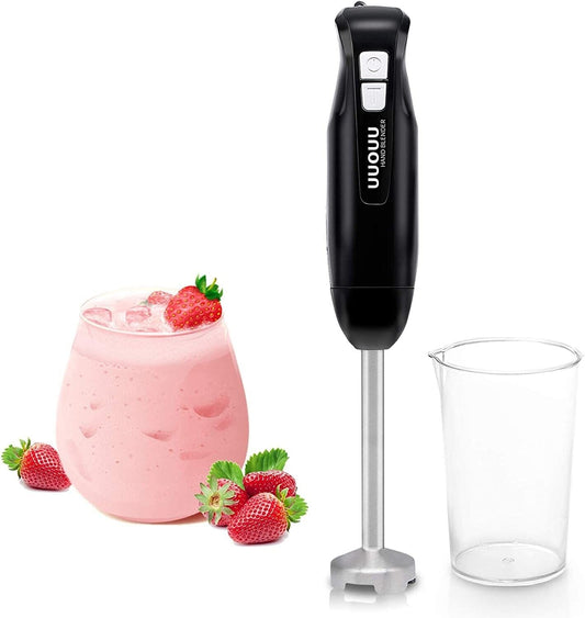 Electric Hand Blender Stick Stainless Steel Blades Food Mixer 200W Beaker Juice