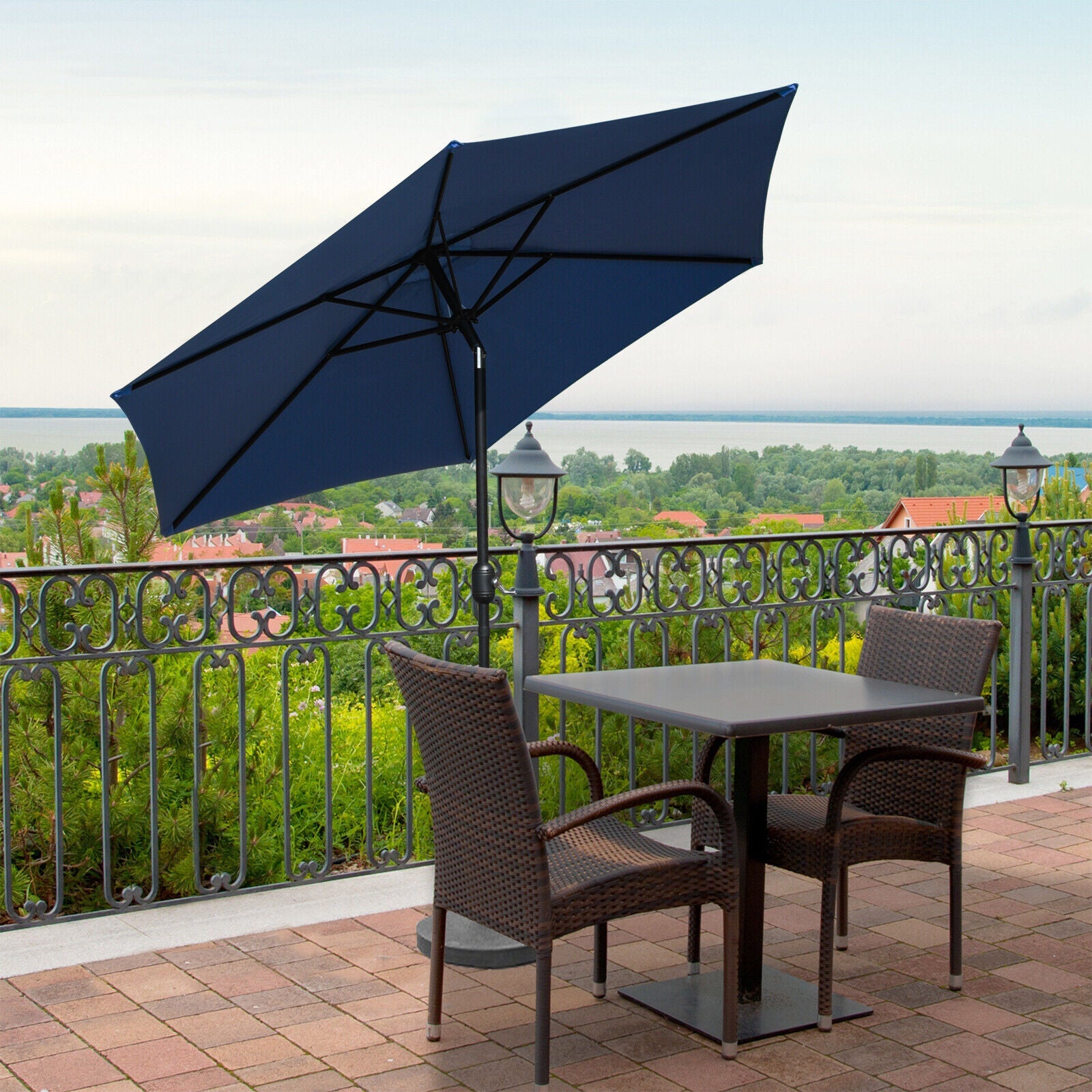 2.5 Patio Parasol Sunshade Garden Umbrella Outdoor Canopy Tilt Crank