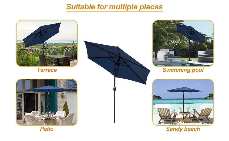 2.5 Patio Parasol Sunshade Garden Umbrella Outdoor Canopy Tilt Crank