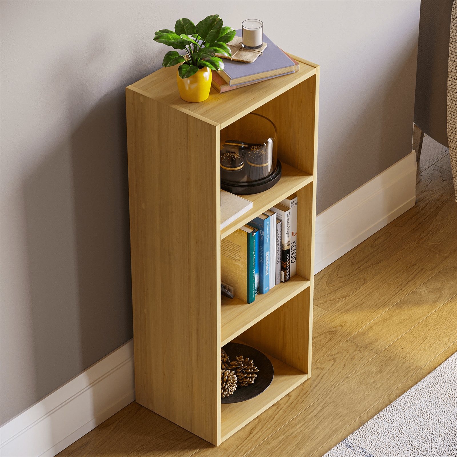 Oxford Cube Bookcase 3 Tier Shelf Display Wood Furniture Storage Unit Oak