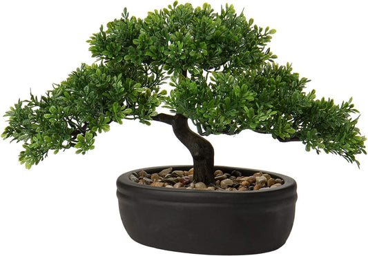 9" Artificial Bonsai Tree Fake Plants Japanese Bonsai Decoration Artificial Plants Indoor Potted Faux Pine Plants Bonsai Tree for Indoor/Outdoor Home Office Desk Décor