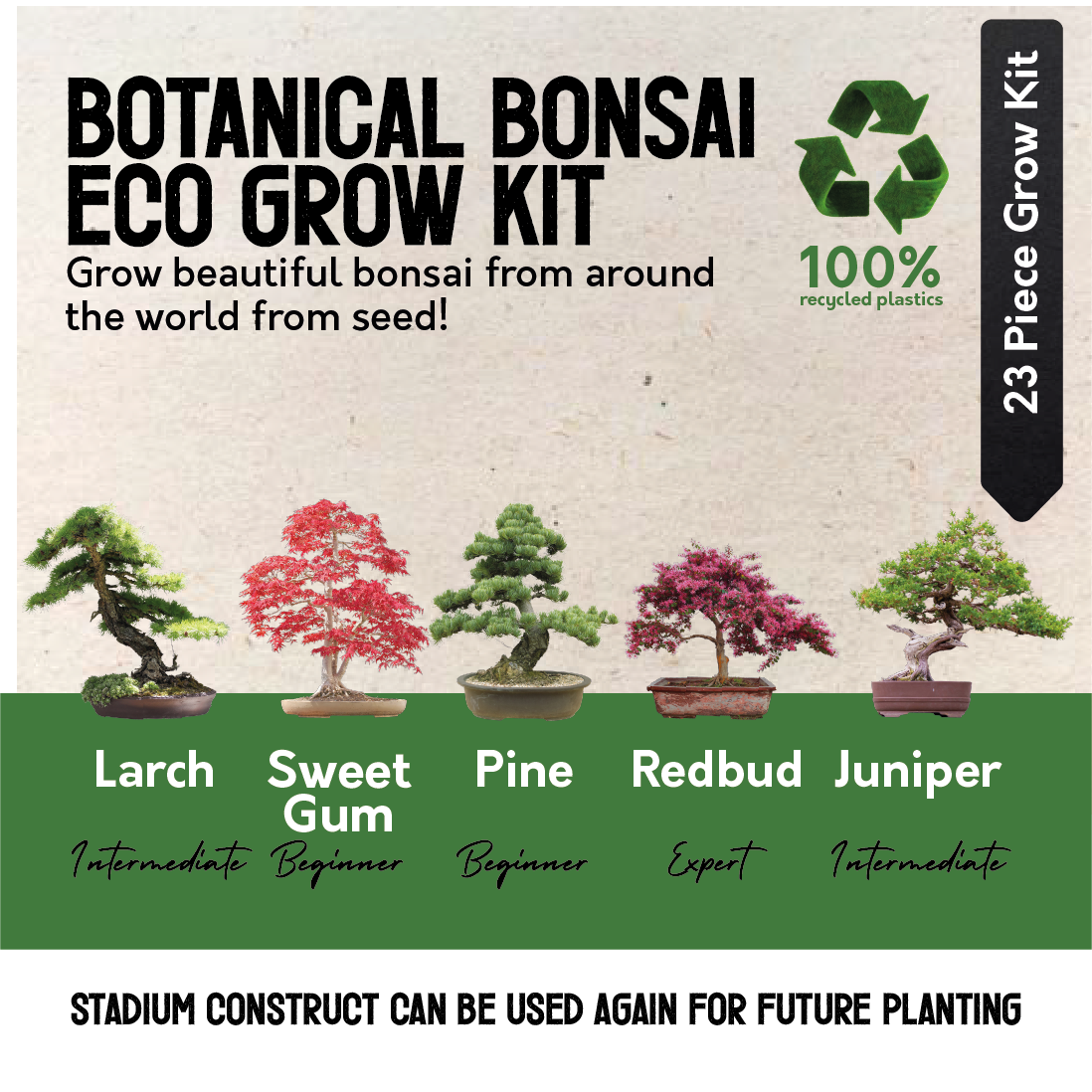 Eco Bonsai Tree Grow Your Own Kit Includes Everything to Grow - 5 Varieties