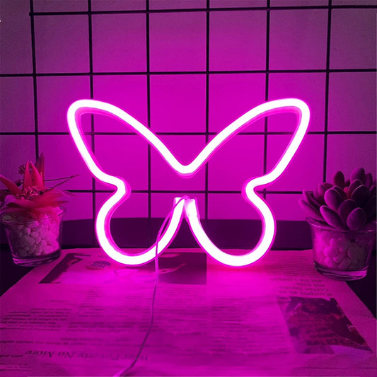 Neon Butterfly Light Pink Neon Sign LED Neon Lights Wall Neon Light USB or Battery Operated