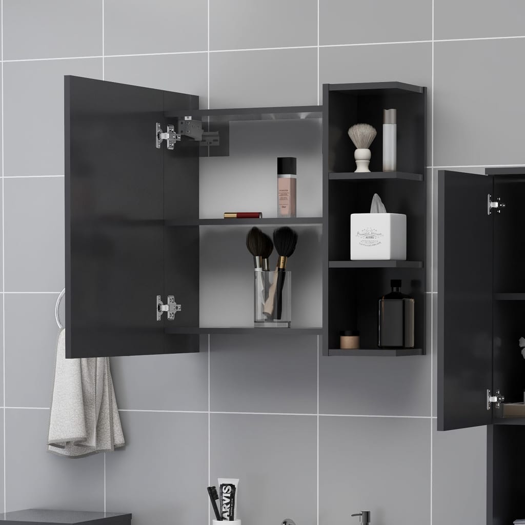 Bathroom Cabinet Wall Mounted Mirrored Storage Cupboard Shelf