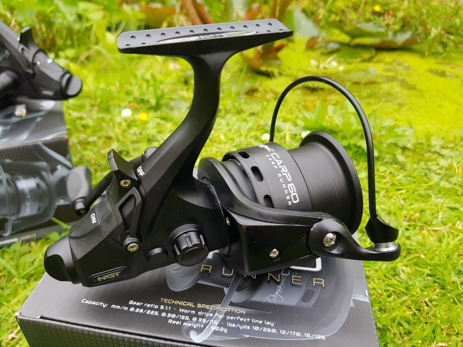 2 x NGT Dynamic 60 6000 Carp Fishing Black Bait Runner Reels 10BB Spare Spool