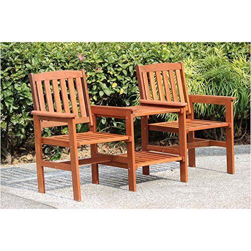 Wooden Companion Set Hardwood Garden Bench Table Corner Love Seat