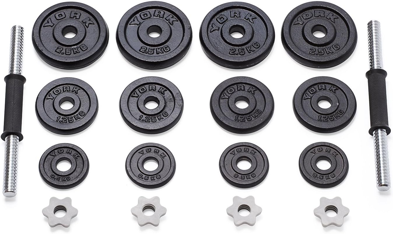 20 kg Cast Iron Spinlock Dumbbell - Adjustable Hand Weights Set (Pack of 2) - Black