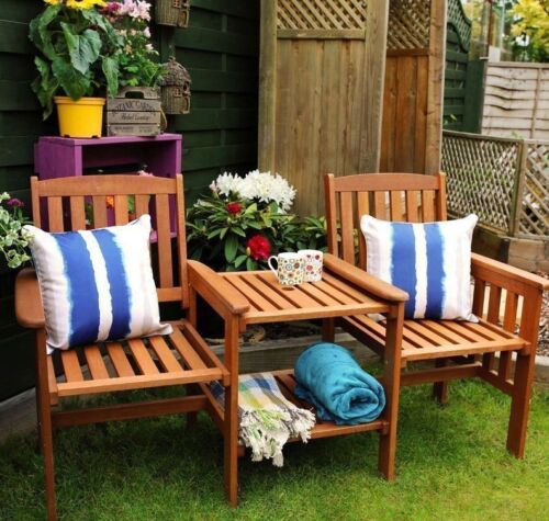 Wooden Companion Set Hardwood Garden Bench Table Corner Love Seat