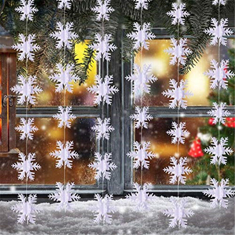 3M Winter White Christmas Hanging Snowflakes Window Decor Xmas Garland Banner UK