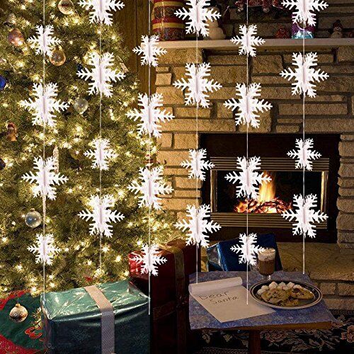 3M Winter White Christmas Hanging Snowflakes Window Decor Xmas Garland Banner UK