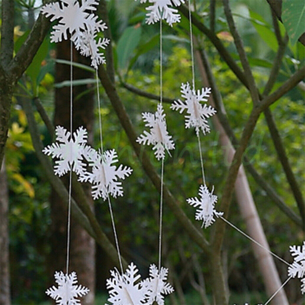 3M Winter White Christmas Hanging Snowflakes Window Decor Xmas Garland Banner UK