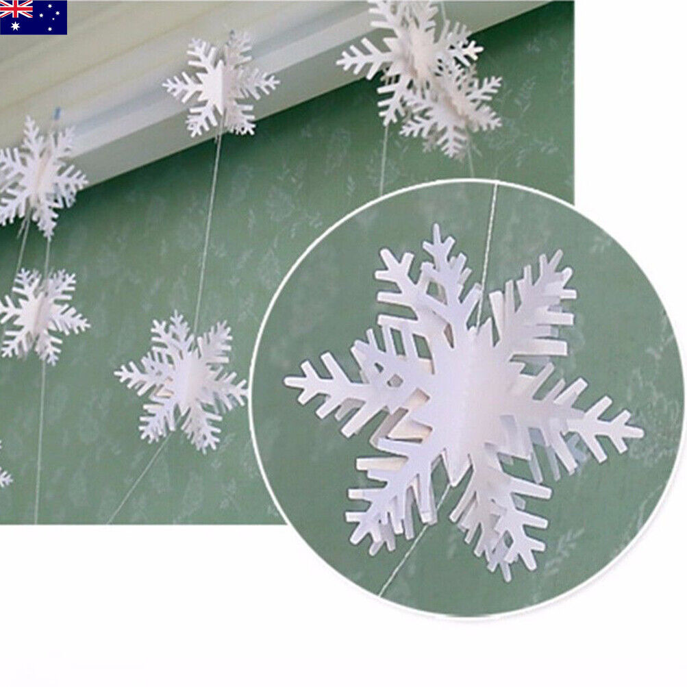 3M Winter White Christmas Hanging Snowflakes Window Decor Xmas Garland Banner UK