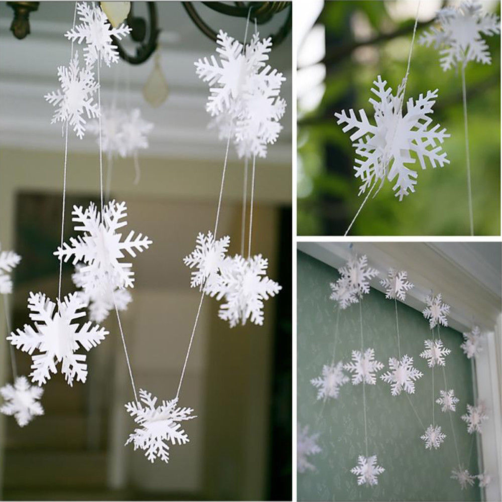 3M Winter White Christmas Hanging Snowflakes Window Decor Xmas Garland Banner UK