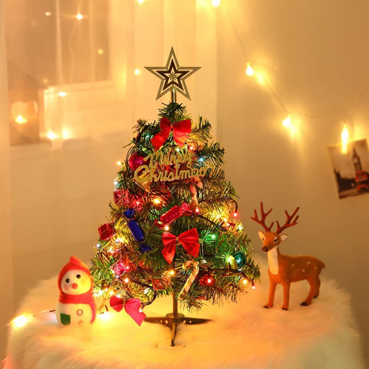 Desktop Mini Small Xmas Christmas Tree with LED Light Home Party Decor DIY 50cm